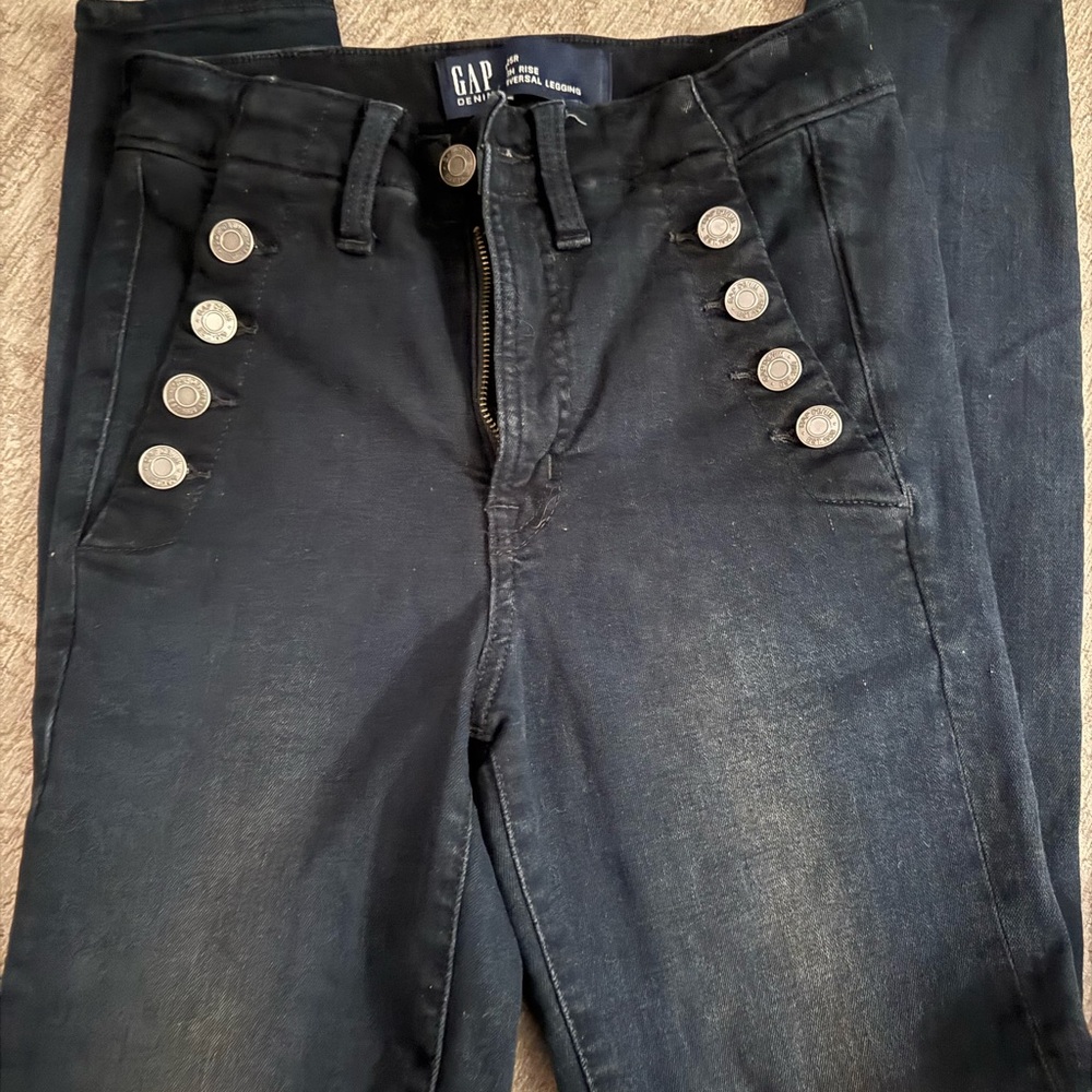 GAP Women's Navy Skinny Jeans with Button Accents